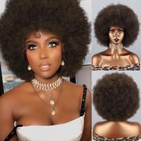 MISS PERUKAS Afro-moterų madingi trumpi pūkuoti garbanoti rudi perukai, sintetinis pluoštas, natūralus pūkuotas garbanotas perukas Cosplay kasdienis dėvėjimas 30cm