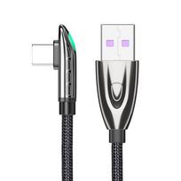 Essager 6A 66W USB Type C laidas Huawei Mate 40 Pro Samsung LED 5A greitam įkrovimui USB-C USBC įkroviklis 90 laipsnių laidas Duomenų laidas 0.5M juoda