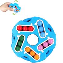 Dėlionės kubelių „Fidget“ žaislai, „Fidget Cube“ stebuklingų pupelių „Fidget“ žaislas, besisukantis „stebuklingas pupelis“ dėlionės karoliukai „Fidget Spinners“ žaislai suaugusiems vaikams, mažinantys stresą 9.5x9.5x2cm mėlyna