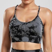 Tie Dye Yoga liemenėlės moterims, besiūlės sportinės viršūnės su fitneso liemenėlės sportine apranga L juoda