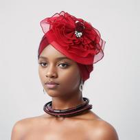Naujo stiliaus šoninė raukinta didelių gėlių turbanų musulmonų kepurė Afrikos vestuvių vakarėliui