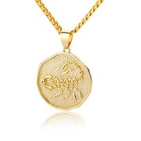 12 zodiako ženklų karoliai, europietiško ir amerikietiško stiliaus, unisex, 18 karatų paauksuoti variniai papuošalai