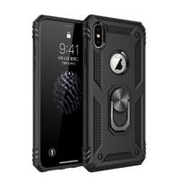 Smūgiams atsparus tvirtas šarvuotas dėklas, skirtas iPhone XR XS Max X 6 6S 7 8 Plus, su magnetiniu žiedu pirštui, kietas laikiklis, apsauginis telefono dangtelis For iphone 8 juoda