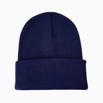 Stylish Multicolor Double-Layer Knitted Hat with Windproof Visor - Customizable for Men & Women One Size tamsiai mėlyna spalva