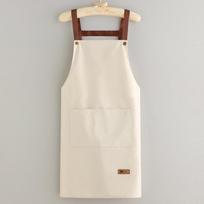 Waterproof Sleeveless Barista Apron with Logo Print - Anti-Stain, Solid Color for Kitchen and Milk Tea Shop Workwear. pilka spalva