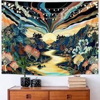 Psichodelinis grybo gobelenas Trippy kaukolė Boho menas Gotikinė skeleto sienos pakabinama dekoracija Tapiz Bohemiškas kambario dekoras Estetiškas 95x73cm