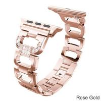 Deimantinis apyrankės dirželis, skirtas Apple Watch Series 7 6 SE 5 4 3 2 1 Nerūdijančio plieno laikrodžio apyrankė 38 mm 40 mm 41 mm 42 mm 44 mm 45 mm reguliuojamai riešo apyrankei 42mm or 44mm or 45mm rožinio aukso spalvos