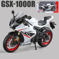 Didelio dydžio 1/9 Suzuki GSX-1000R lydinio lenktyninio motociklo modelis, lietas, gatvės sportinis motociklo modelis, simuliacija, vaikiški žaislai, dovanos balta