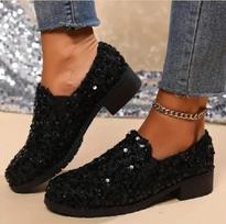 Single Shoes Women's Spring All-match Peas Shoes Flat Shallow Mouth Sequined Casual Shoes 38EU/CN39 juoda