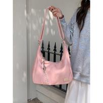Casual Large-capacity Bag Fashionable Tote Bag School-style Commuting Single-shoulder Crossbody Bag rožinė