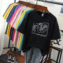 Hirsionsan Fashion Abstrakčios linijos marginti marškinėliai Moteriški Juokingi grafiniai minkšti, laisvi moteriški marškinėliai Medvilniniai vasaros laisvalaikio viršūnės chaki spalvos marškinėliai 2021 m. XXL juoda