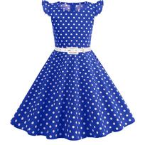 Madinga taškuota vaikiška suknelė Fresh Retro sijonas 130 mėlyna