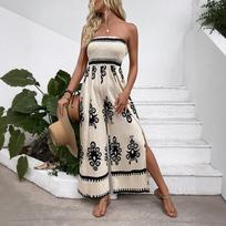 Summer Women's Positional Print Strapless Jumpsuit M abrikosas