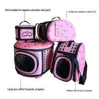 Sulankstomas peties krepšys augintiniui: Nešiojama, didelės talpos rankinė katėms ir šunims Mini Solid (Black unavailable) rožinė