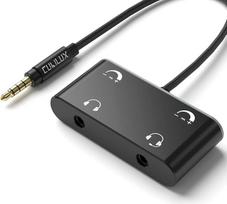 "Cubilux" 3,5 mm ausinių skirstytuvas su garsumo valdymu iš 1 vyriško į 2 moteriškus garso adapterius 2 žmonėms