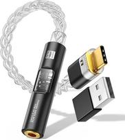 "MoKo" USB C-3,5 mm lizdo DAC adapteris su CX31993 MAX97220 DAC lustu, suderinamas su "iPhone 17/17 Air/17pro/17 Pro Max", "Galaxy S 25" serija, "iPad", "Mac", juodas