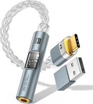 "MoKo" USB C-3,5 mm lizdo DAC adapteris su CX31993 MAX97220 DAC lustu, suderinamas su "iPhone 17/17 Air/17pro/17 Pro Max", "Galaxy S 25" serija, "iPad", "Mac", pilkos spalvos