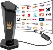 DVBT/DVBT2 antena su stiprintuvu - HDTV vidaus antena televizoriui, 420 km nuotolio ir 360° priėmimo diapazonas, su magnetiniu pagrindu - palaiko 4K 1080P - visiems televizoriams DAB/UHF/VHF