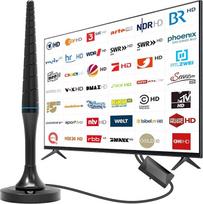 DVBT2 antena, DVB-T2 vidinė antena su stiprintuvu, HDTV vidinė antena televizoriui, 420 km atstumas ir 360° priėmimo kampas, stiprus magnetinis pagrindas, tinka 4K 1080p ir visiems televizoriams