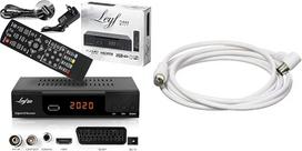 hd-line Skaitmeninės kabelinės televizijos DVB-C + HDMI kabelis (imtuvas) ir "PremiumCord" TV koaksialinės antenos kabelis, 2 m, 75 omų, IEC vyriškasis ir moteriškasis 90°, balta spalva