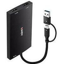 Lindy I/O keitiklis 43430 USB Type A ir C į Dual HDMI 4K60, 1 USB-C, 1 USB 3.2, juodas