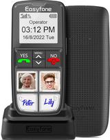 "Easyfone Prime-A5" mobilusis telefonas su dideliu mygtuku be sutarties, GSM senjorų modelis su pagalbos iškvietimo mygtuku, žibintuvėliu ir įkrovimo stotele, apšviestu spalvotu ekranu, FM radiju, A2