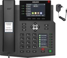 "Gequdio" IP telefono GX5+ komplektas su maitinimo adapteriu - suderinamas su "Fritzbox", "Telecom" - "Premium" laisvų rankų įranga ir 2 spalvotais ekranais - instrukcijos (PDF) "FritzBox", "Sipgate", "Telecom" skaitmeninimo dėžutei, "Speedport