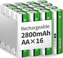 "Granicell" AA įkraunamos baterijos 2800 mAh didelės talpos 1500 ciklų 1,2 V NiMH mažo savaiminio išsikrovimo AA baterijos, 16 vnt.