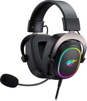 "Havit H2002p" RGB žaidimų ausinės su mikrofonu - 50 mm garsiakalbis - 7.1 ausinės su laidiniu erdviniu garsu - atminties putų ausų pagalvėlės, reguliuojamas galvos lankelis - 2 m suvyniotas kabelis (juodas, ochros spalvos)