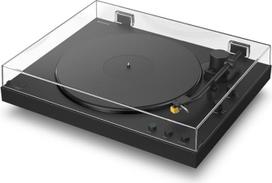 "Sony PS-LX5BT" aukščiausios klasės "Bluetooth" patefonas su visiškai automatiniu atkūrimu, diržine pavara, aukštos kokybės imtuvu, "Hi-Res Audio", įmontuotu "Phono Preamp", 3 stiprinimo režimais - juodas