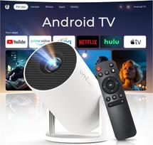 4K 1080P palaiko mini projektorių Automobilinis raktinis išmanusis projektorius "Android 11" integruotos programos Nešiojamas projektorius su "WiFi 6", "Bluetooth 5.4", suderinamas su "iOS/HDMI/USB LYNCAST OptiBarrel 500