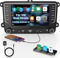 Automobilinis radijas su ekranu Bluetooth 2 + 64GB, skirtas VW Golf 5 6 T5 Polo 6R Passat Caddy Seat Skoda, 2DIN 7 colių automobilinis radijas su navigacija DAB WLAN FM/AM, Apple Carplay, Android Car, valdymas vairu