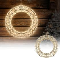 ECD Germany LED kalėdinis vainikas, 50 cm skersmens, su 720 šiltos baltos spalvos mikrodiodų ir laikmačiu, IP44, atsparus vandeniui patalpose ir lauke, 3D metalinis vainikas, LED apšvietimas, pakabinamas vainikas, šviesos vainikas, durų vainikas,