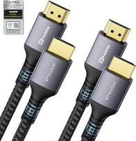 HDMI 2.1 sertifikuotas kabelis, 2 m (2 vnt.), "Stouchi", 8K, Ultra HD, 48Gbit/s didelės spartos, 8K60 / 4K120 / 144 Hz, RTX 3080, eARC, HDR10 4: 4: 4, HDCP 2.2 ir 2.3, "Dolby", suderinamas su "Roku TV" / PS5 / "Xbox Series X
