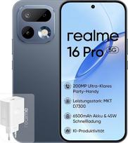 realme 16 Pro 5G išmanusis telefonas, 8 + 512GB, 200 MP OIS kamera, 6500 mAh baterija, 6,78 colių 144 Hz plokščias ekranas, 45 W greitasis įkrovimas, dirbtinio intelekto funkcijos, IP69, dviejų SIM kortelių, pilkas (su maitinimo šaltiniu)