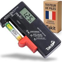 TAKIT skaitmeninis AA, AAA, C, D, PP3, 9 V, 1,5 V, mygtukinių elementų baterijų testeris