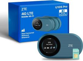 ZTE U10S Pro Blue, 4G+LTE mobilusis "Wi-Fi 6", atrakintas, ekonomiškas nešiojamasis kelionių maršrutizatorius, jungia 32 įrenginius, 3000 mAh, 10 val. baterija, veikia visuose pasaulio tinkluose