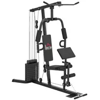 Jėgos treniruoklių stotis bei 45 kg svarmenimis - Juoda 180 x 108 x 200 cm