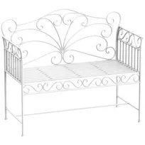 Metalinis sodo suoliukas 2-vietis - baltas 113,5 x 50 x 96 cm
