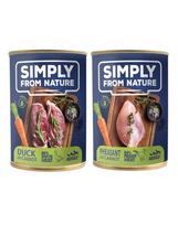 SIMPLY FROM NATURE Šlapias šunų maistas Fazanas su morkomis +  Antiena su morkomis  400 g x 12 vnt.