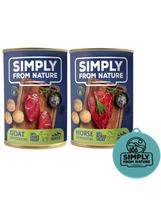 SIMPLY FROM NATURE Ožkiena su bulvėmis + arkliena su bulvėmis 400 g x 12 vnt. + skardinės dangtelis