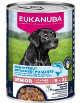 EUKANUBA Life Care Senior Rich in Trout 400 g paštetas vyresniems šunims, turintis upėtakį ir batatus