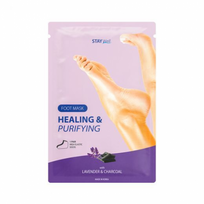 STAY WELL Valomoji pėdų kaukė su anglimi ir levandomis Healing - Purifying Foot Mask Lavender - Charcoal 1 pora