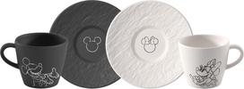 Villeroy & Boch Espresso puodeliai su lėkštutėmis Manufacture Rock Mickey Mouse 60 ml, 2 vnt.