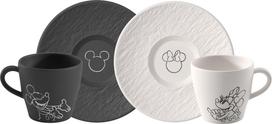 Villeroy & Boch Kavos puodeliai su lėkštutėmis Manufacture Rock Mickey Mouse 160 ml, 2 vnt.