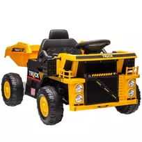 Elektrinis traktoriukas su kastuvu, 12 V su MP3 funkcija, žibintais, 3-6 km/h, 3-5 metų vaikams, geltona