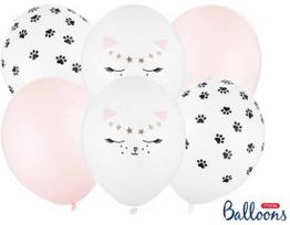 Party Deco PartyDeco SB14P-306-000-6, Žaislinis balionas, Lateksas, Juoda, Auksinė, Rožinė, Balta, Ovalus, 30 cm, 6 vnt.