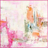 Spausdintas/su rankomis dažytais elementais paveikslas su rėmeliu/tapyba ant drobės 102x102 cm New Age Pink – Malerifabrikken