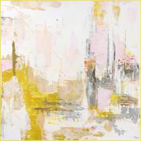 Spausdintas/su rankomis dažytais elementais paveikslas su rėmeliu/tapyba ant drobės 102x102 cm New Age Yellow – Malerifabrikken