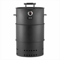 Anglinė rūkykla-kepsninė, 470 mm statinės formos BBQ, dengto plieno lauko kepsninė su 2 grotelėmis, kabinimo strypu, kabliukais ir termometru, skirta kiemui ir terasai, barbekiu rūkykla